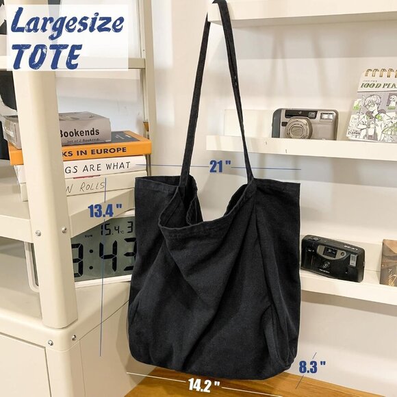 Canvas Tote Bag for Women Large Hobo Shoulder Bag for Work Travel Casual Message - Picture 4 of 6